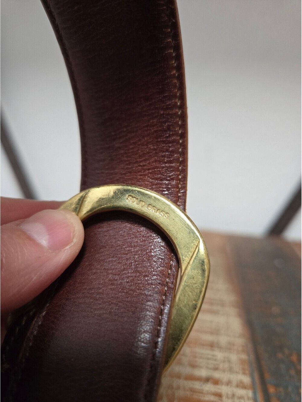 Vintage Burberrys Leather Belt Size 34 Brown Solid Brass Buckle Pre-1999 Genuine - Picture 5 of 5